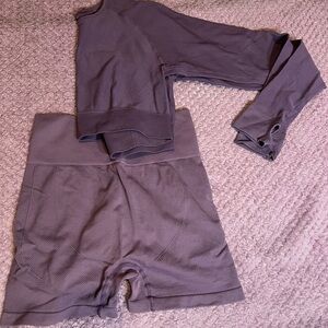 Purple Long Sleeve Top and Shorts Sports Set